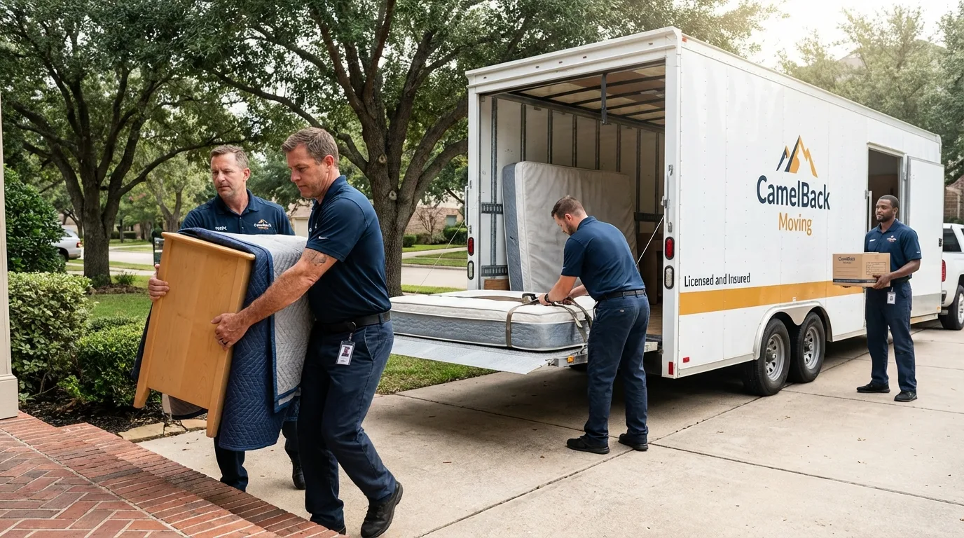 Crew loading residential truck for cross-state move from Penn Yan, NY